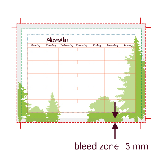 Magnetic Calendar bleed zone